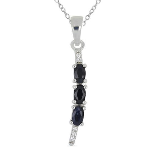 BUY STERLING SILVER  BLACK SAPPHIRE GEMSTONE PENDANT